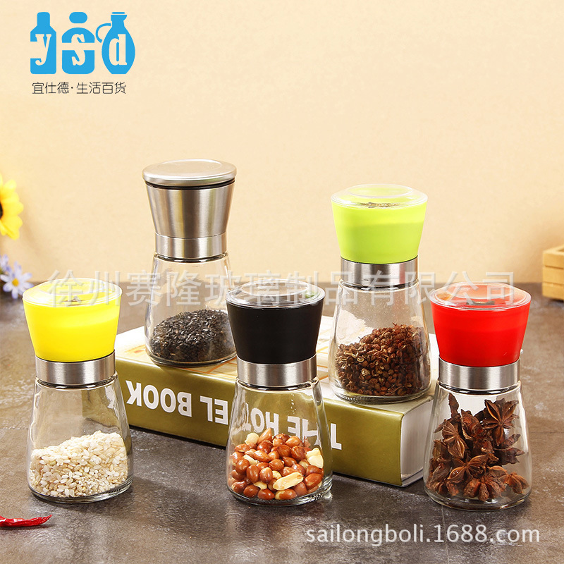 Minimalist kitchen Manual Grinder salt-and-pepper sesame Glass Condiment bottles originality Sichuan Pepper Mill Manufactor wholesale