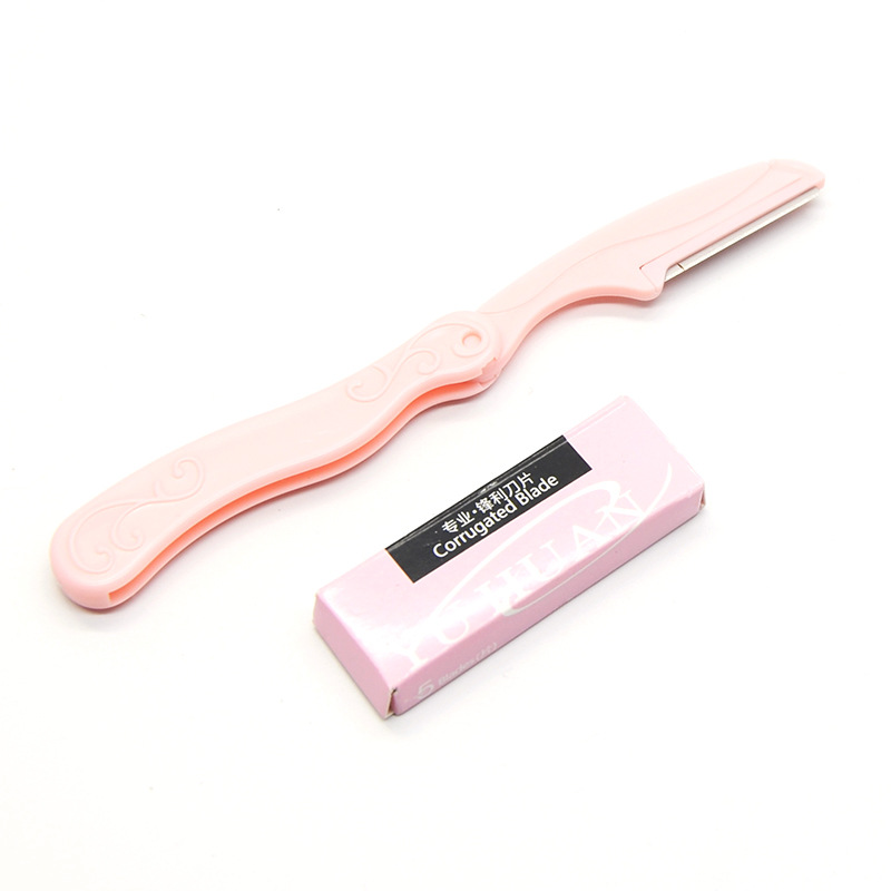 眉刀+修眉刀片套装 折叠型修眉刀 女士专业刮眉刀片美妆工具批发