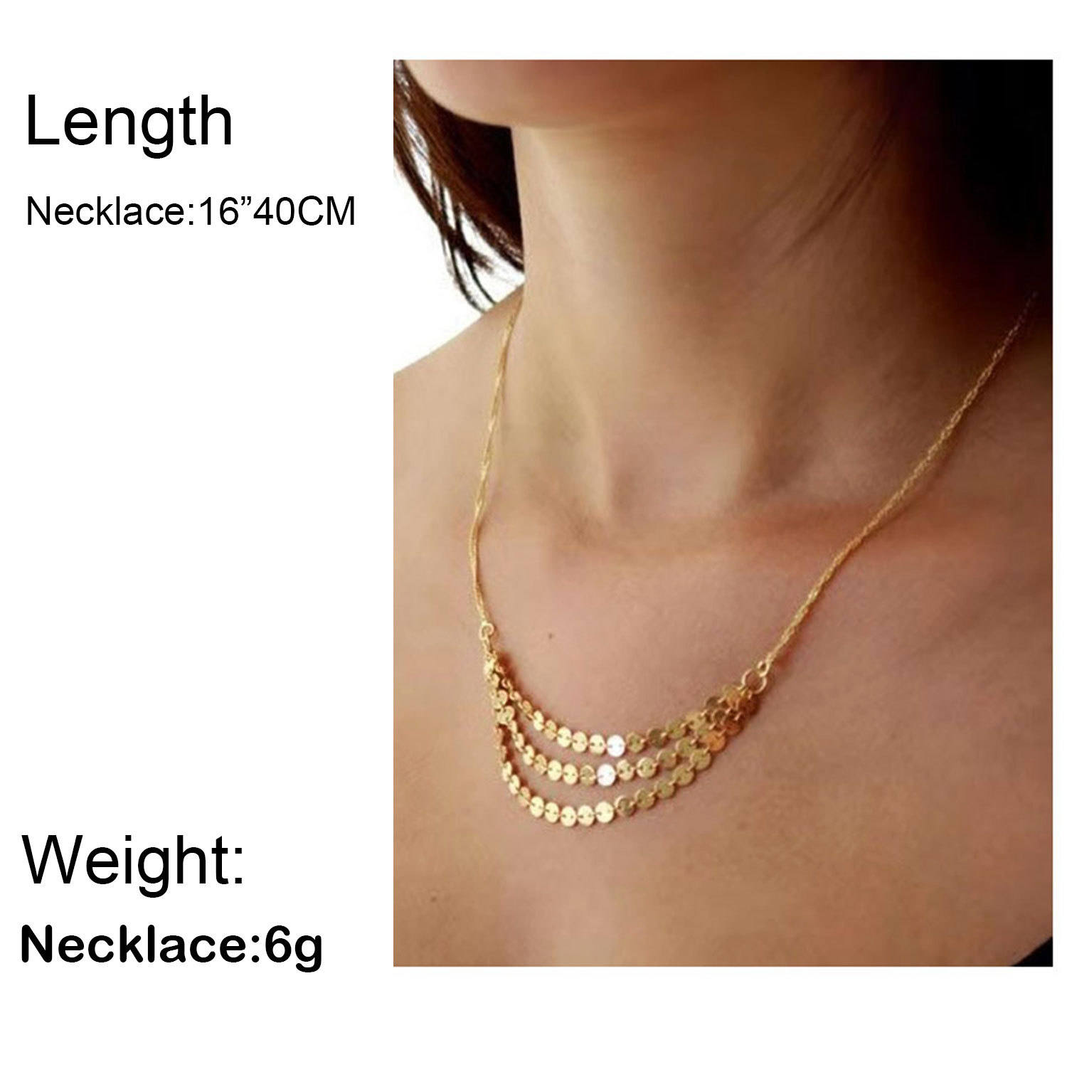 Fashion Sequins Multi-layer Necklace Neck Chain Clavicle Chain display picture 1