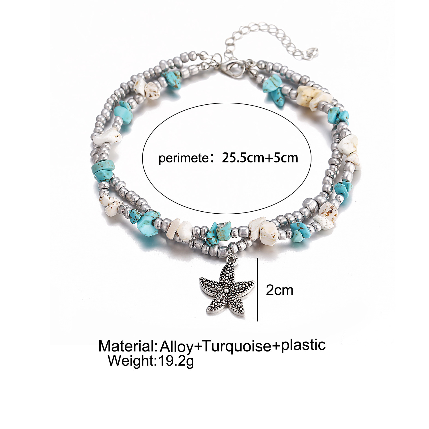 Fashion Starfish Pendant Beach Anklet Creative Retro Double Anklet display picture 1