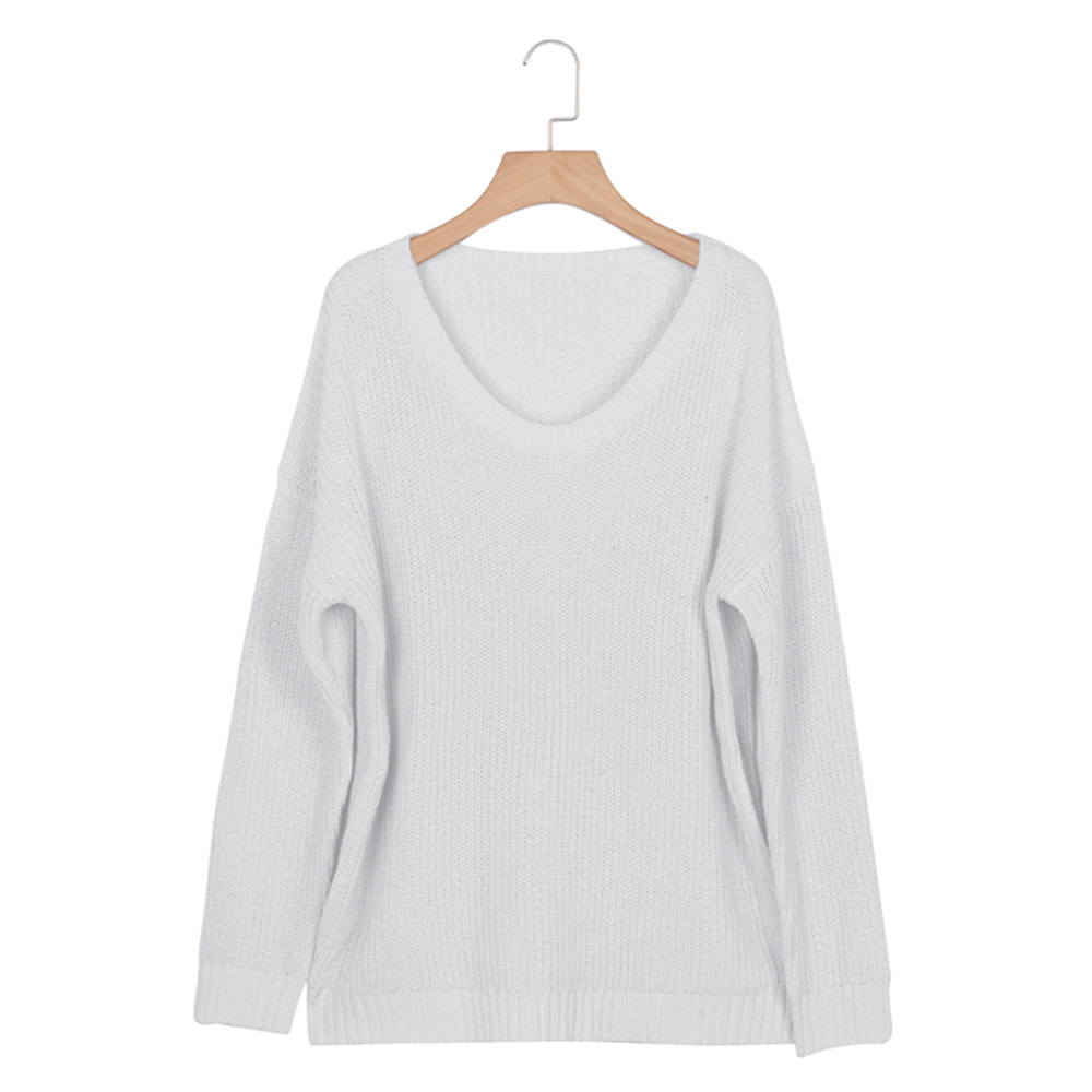 new casual loose solid color long-sleeved sweater  NSLK11369