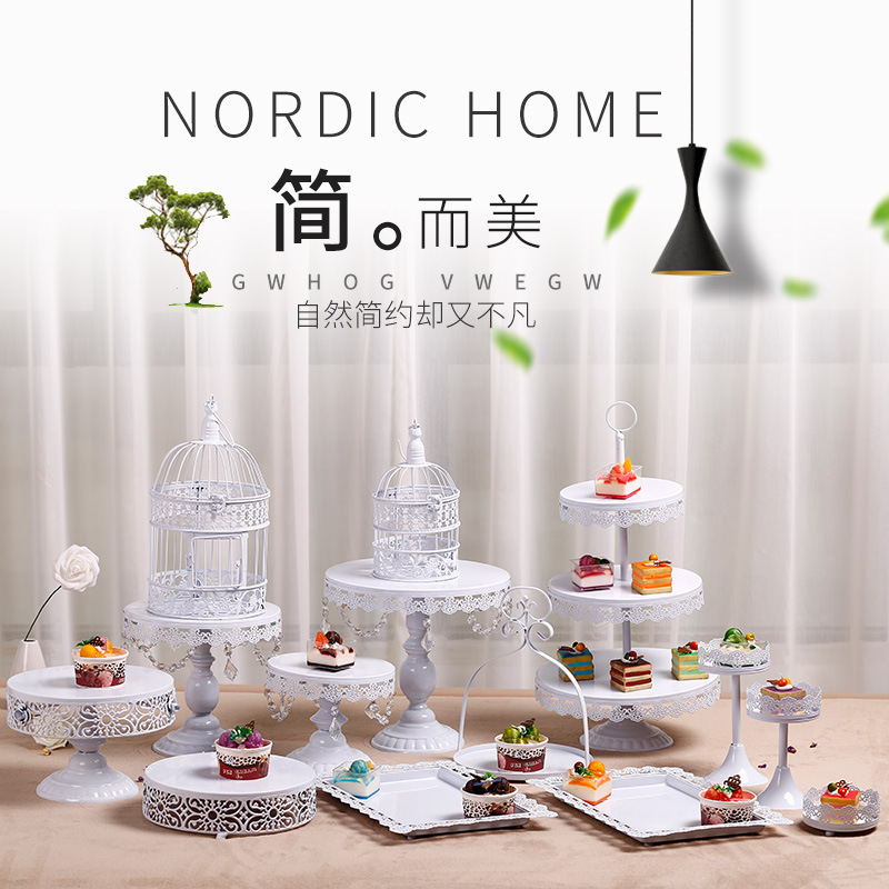Nórdico hierro pastel soporte boda postre pantalla estante boda props Mesa decoración cake shop cafetería merienda soporte
