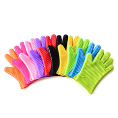 148g Home Care Silicone Dishwashing Heart Shaped Five Finger Silicone Glove for Oven Microwave Baking Heat Insulation