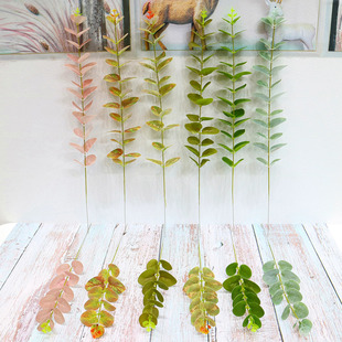 Wholesale single 3D printing Yugali wedding soft fancy flower arrangement green plant with small branch plastic money leaf