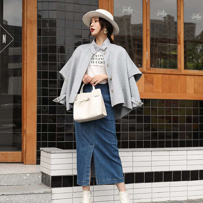 860 # Long-Sleeved New Spring Double-Sided Woolen Women's Short Cocoon-Shaped Korean Style Loose Woolen Coat for Women