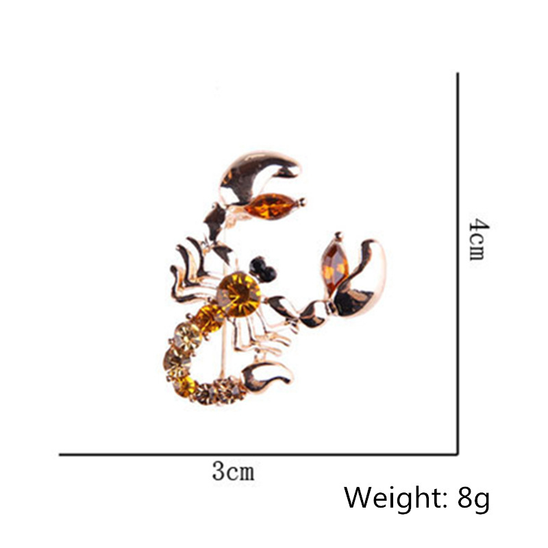 Estilo coreano Venta caliente moda todo fósforo rhinestone escorpión broche unisex pin ventas directas de fábrica