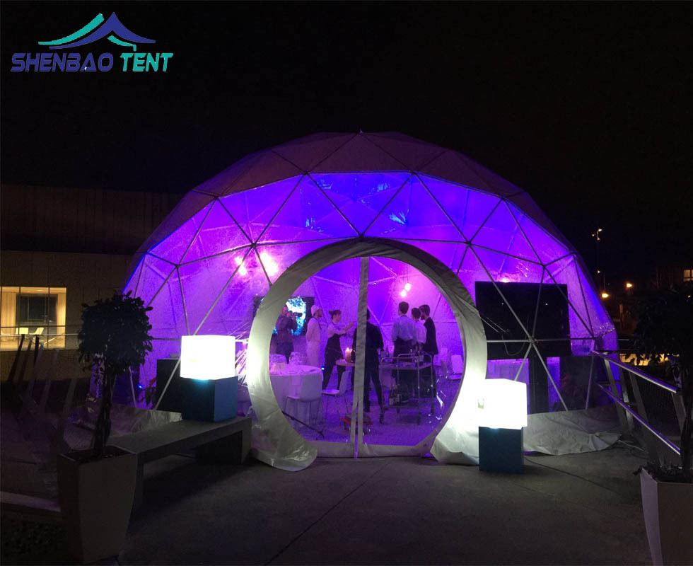 聚会欢庆户外球形party dome tent 紫色灯光绚丽温馨聚会球形篷房