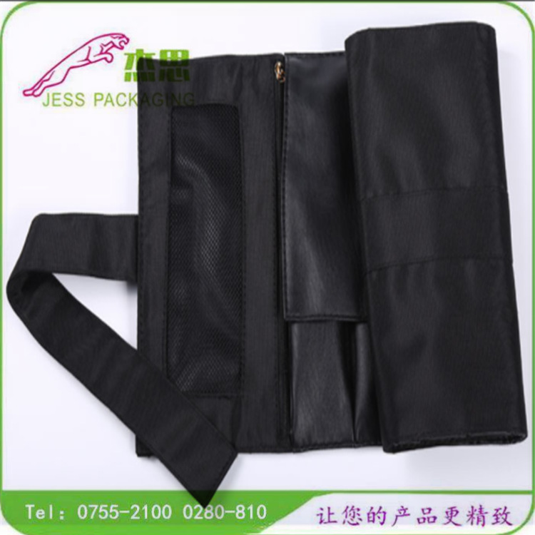 设计新款便携尼龙布化妆品收纳包毛刷卷包大容量工具拉链化妆包