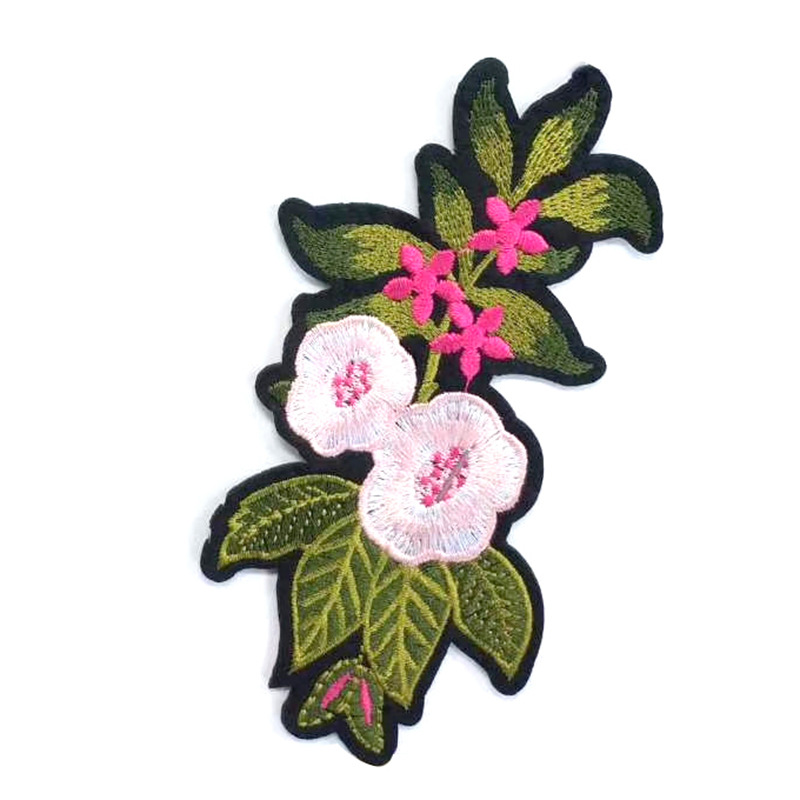 玫瑰花刺绣布贴 电脑绣花章织标刺绣贴布贴牛仔裤破洞补丁贴设计