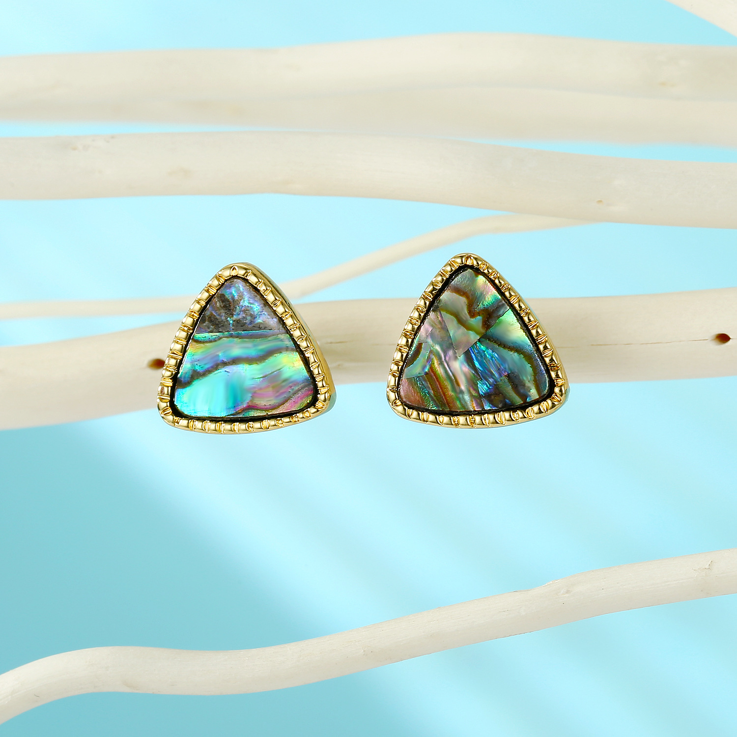 Jewelry Six Sides Abalone Shell Earrings Ins Triangle Shell Earrings Resin Earrings display picture 4