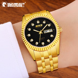 保西尼 Модный стальной ремешок для влюбленных, календарь, водонепроницаемые кварцевые часы