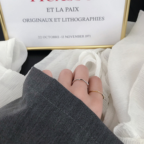 s925 sterling silver ring minimalist style women's irregular thin face ring bamboo silver ring chic Korean style jewelry