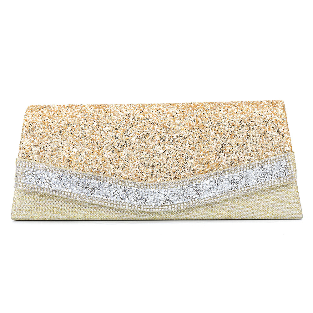 Nueva mujer europea y americana simple noche bolsa costura material diamante-incrustado brillante embrague bolsa crossbody bolsa 1602