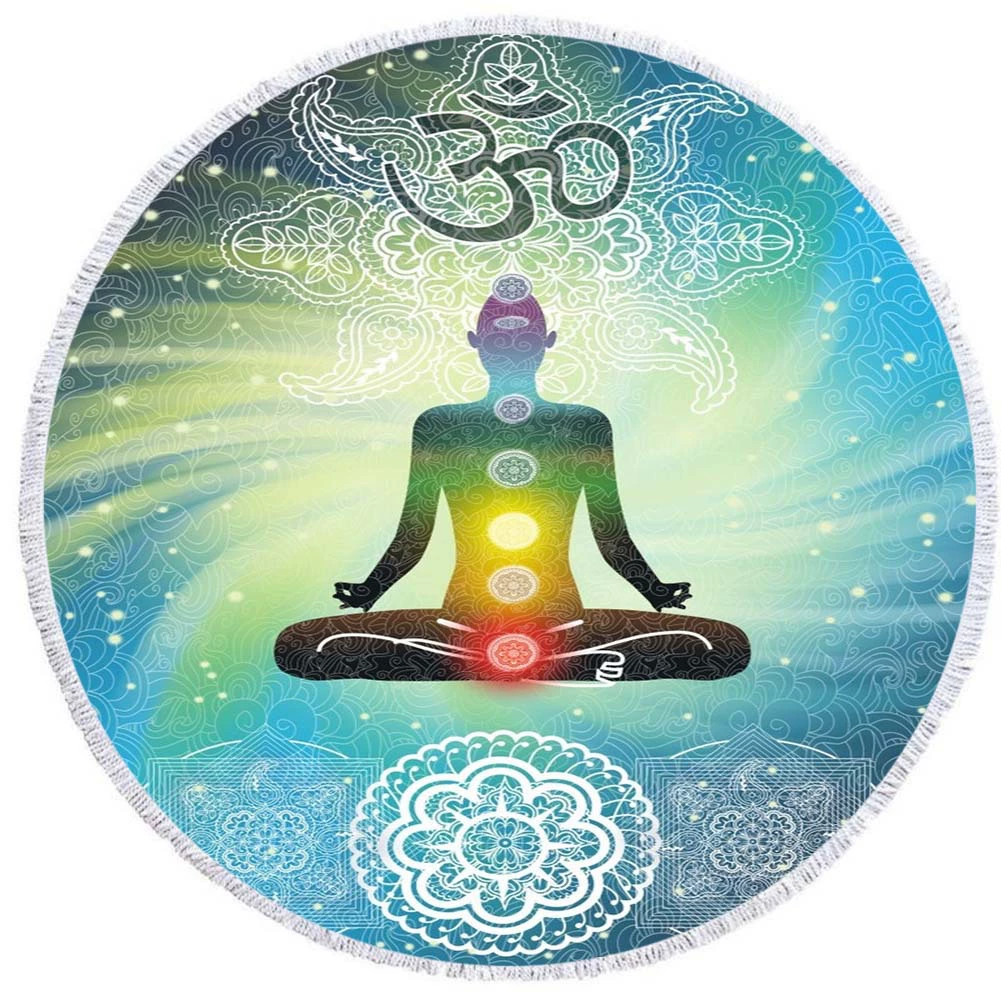 2 день мода волосы Мандала круглый печатных пляжное полотенце из микрофибры пляж Подушка 150 кисточкой края