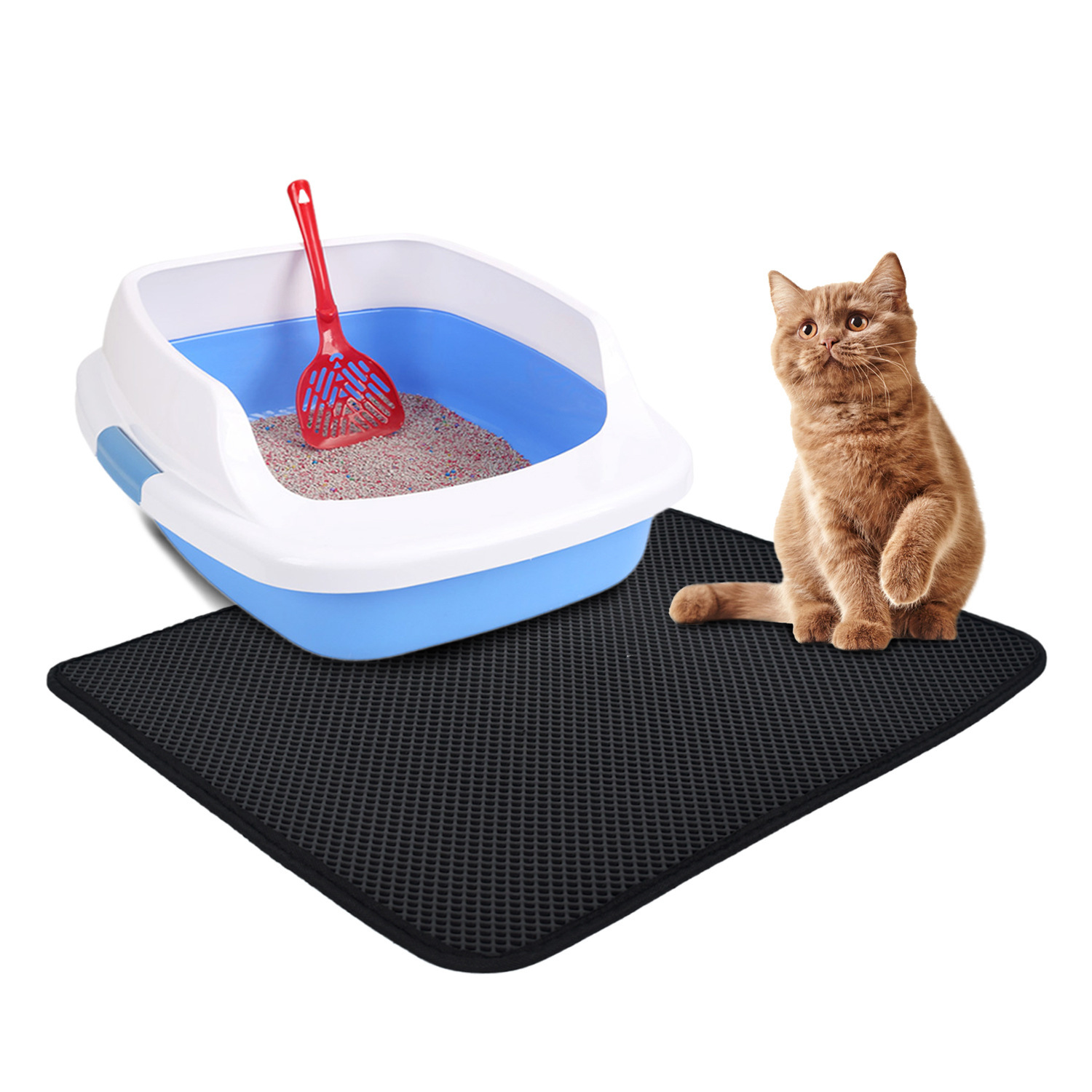 批發貓咪控砂墊雙層過濾防帶出貓廁所貓砂墊濾沙子貓砂盆貓腳墊