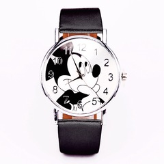 米奇米老鼠手錶男孩女孩兒童卡通手錶可愛小學生禮品PU皮帶石英表