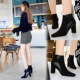 298-6 European and American style, fashionable, simple, all-around, simple, thick heel, square head, sexy, thin, suede stitched boots