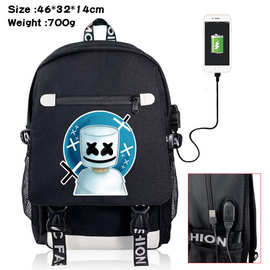 marshmello书包电音棉花糖周边百大DJ双肩包背包跨境专供一件代发