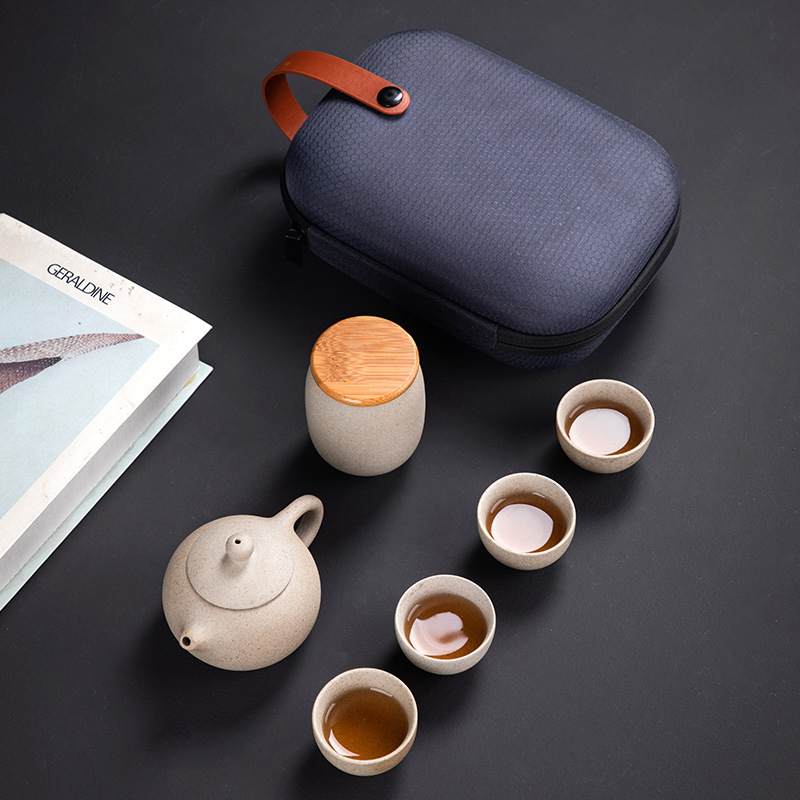 粗陶旅行功夫茶具壹壺四杯公司廣告開業慶典活動實用禮品定制logo