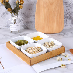 Creative Ceramic Covered Lazy Person Dry Fruit Box, Desktop Melon Seeds Snack Food Wooden Tray, Wooden Candy Nuts Box