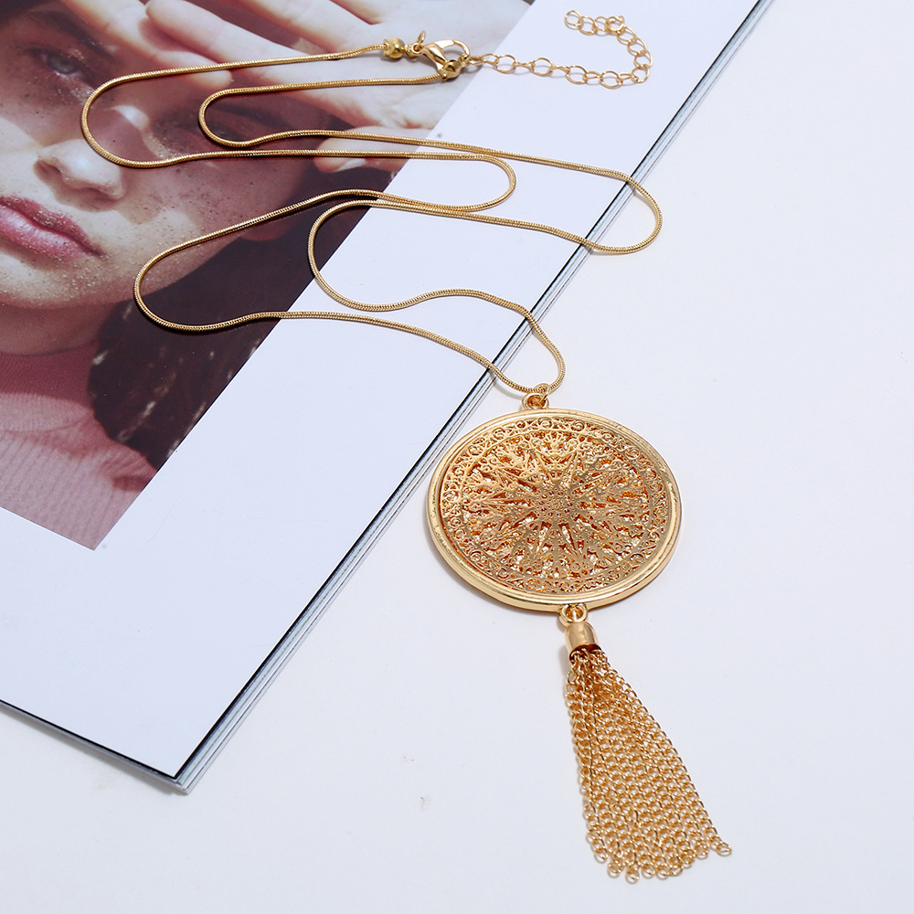 fashion metal geometric Y-shaped pendant long necklace