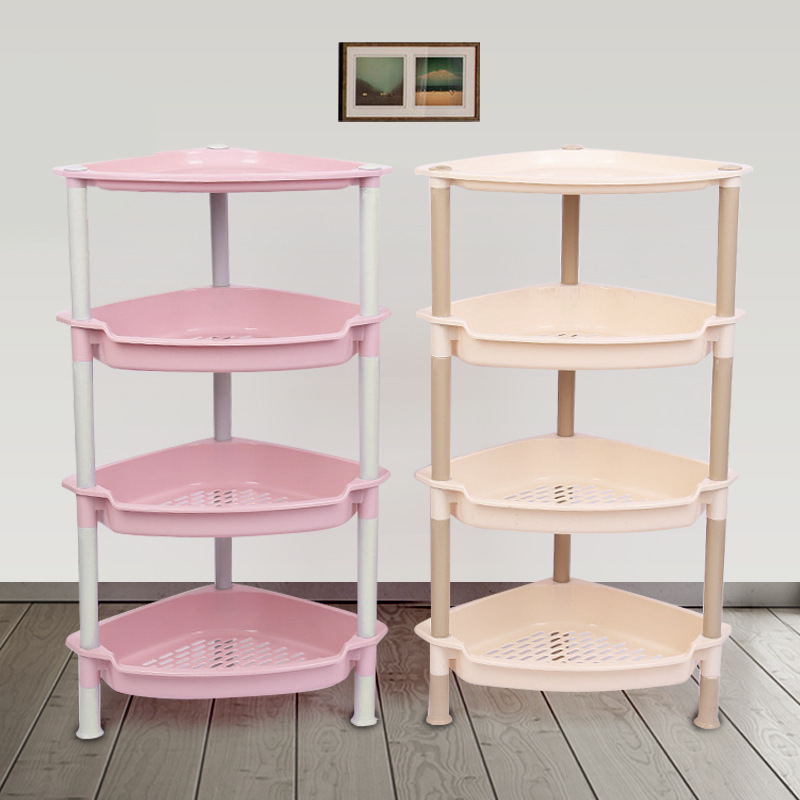 廠家直銷家用四層三角形塑料儲物架浴室洗刷收納架陽台花架儲物架