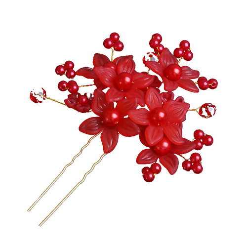 Bridal jewelry headdress, flower plate, U-shaped hairpin, hair fork, frosted pearl hair insert, wedding dress styling accessories