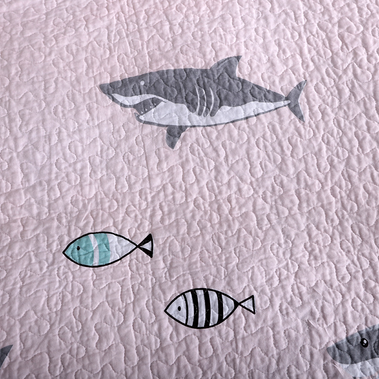 廠家直銷(xiāo)水洗床蓋雙面純棉斜紋歐式印花簡(jiǎn)約絎縫被夾棉床單空調(diào)被