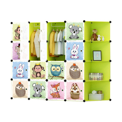 Green resin Combined children wardrobe DIY Magic tablets Cartoon Storage cabinet Household Plastic Wardrobe