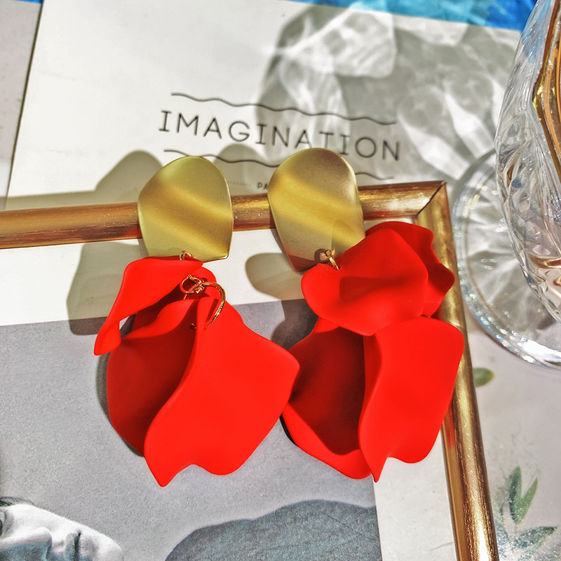 Earrings Classification Housewarming, Anniversary, Business, Wedding, Travel, Birthday, Festival Occasion Alloy Material Korean Fashion Geometric Rose Flower Exaggerated Long Alloy Earrings
