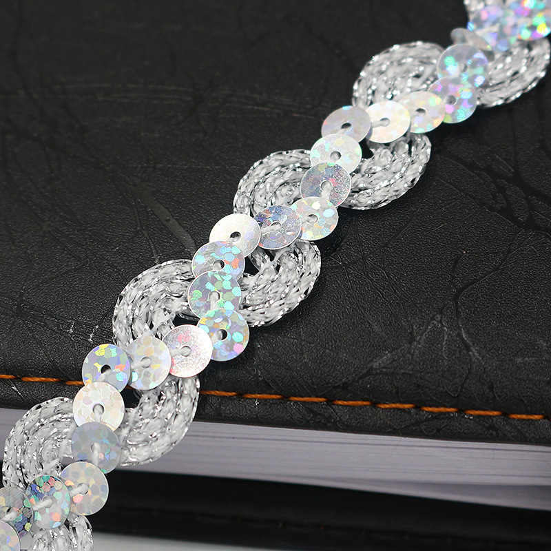 Protección del Medio Ambiente onda lentejuelas tira de cuentas cinturón Ropa Accesorios DIY1.5CM rendimiento ropa lentejuelas cinturón de encaje