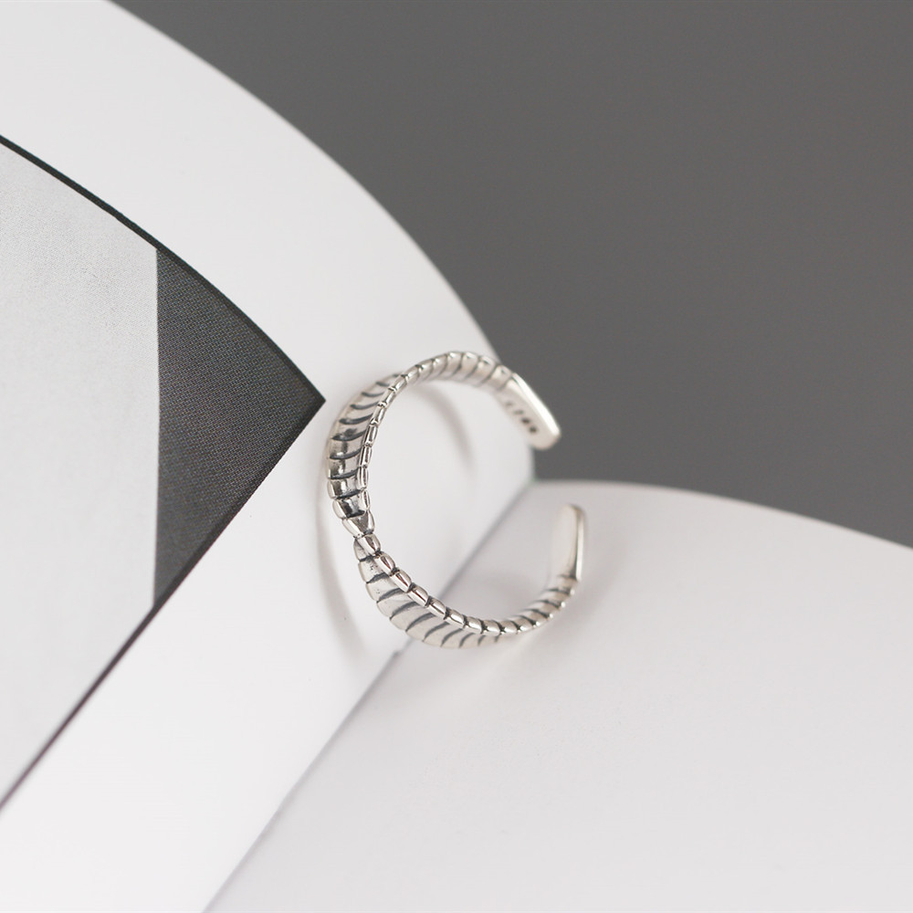 Korean New Zealand pattern retro S925 sterling silver Mobius open ring