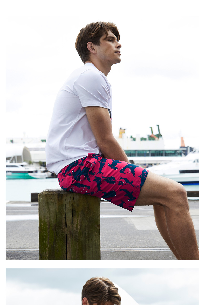 161g Weight Shorts Pants Length Polyester Fabric Type Mid Waist Waist Line Straight Pants, Shorts Pants Type Inelastic Elasticity Beach, Sports Occasion Regular Fit Fit Type Shark Pattern Summer Season Men's Gender Casual Style Men's Shark Casual Regular Fit Men's Bottoms 3