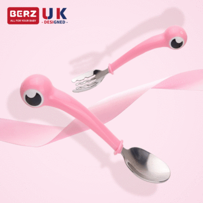 BERZ贝氏彩虹蟹叉勺宝宝辅食工具不锈钢儿童餐具喂食便携勺子现货|ru