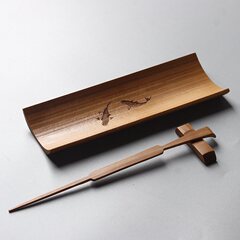 Bamboo carved tea set, retro wooden tea set, tea spoon, tea clip measuring tea set, Kung Fu tea ceremony six gentlemen three-piece set