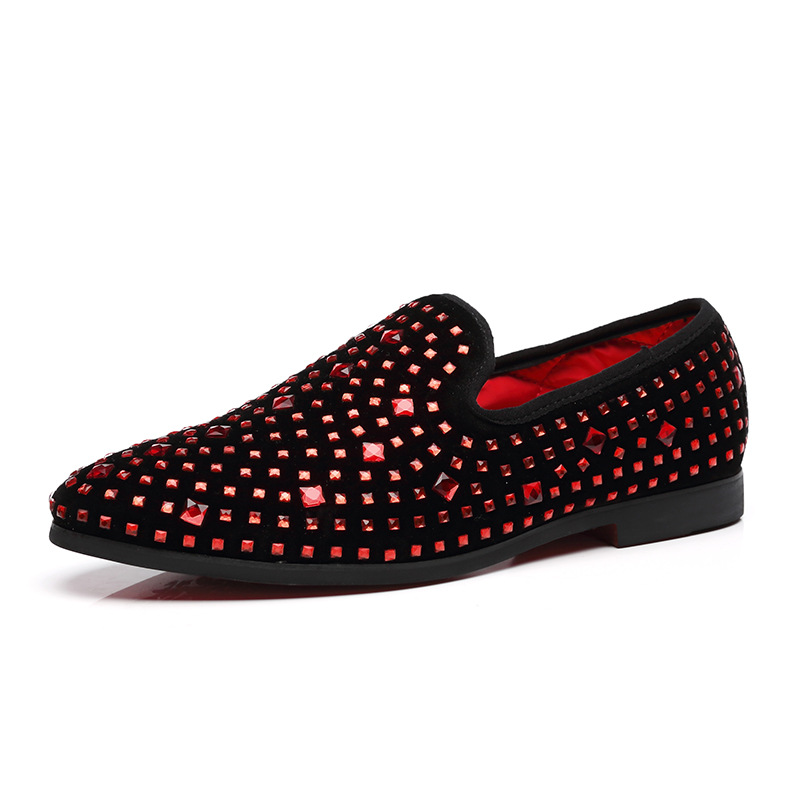 Leather shoes Men's fashion men's shoes rhinestone small leather shoes_vogvips.com