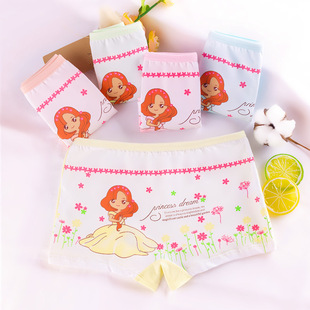 Children's Underwear Girls' Baby Toddler's Cotton Boxer Student Girls' Underwear for Middle and Big Children's Four Corner 2-12 Years Old Girls' Underwear