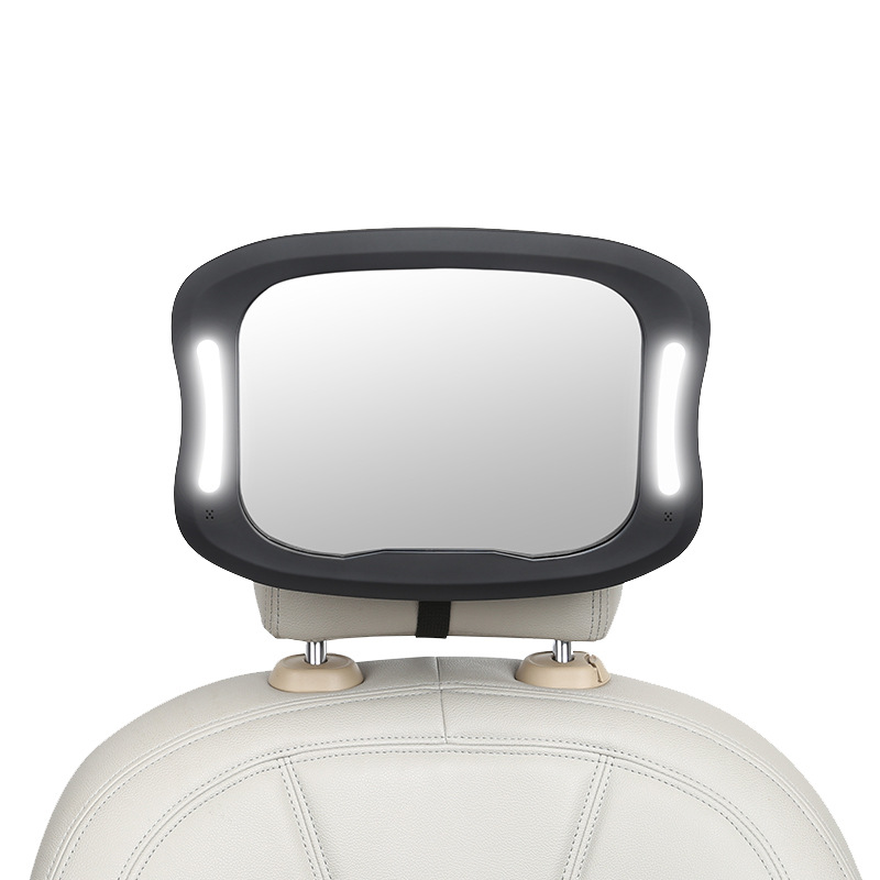 跨境汽车婴儿后视镜车内宝宝安全座椅观察镜 遥控LED灯后视镜批发