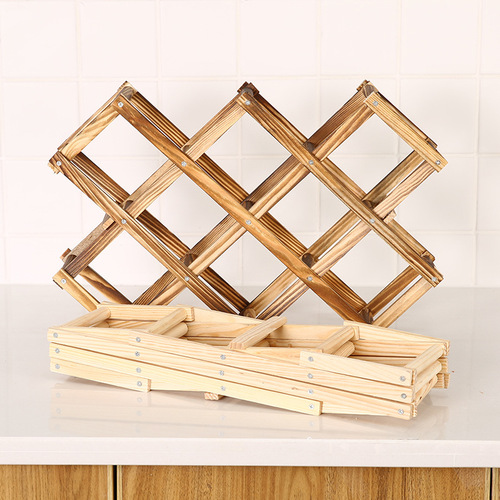 Wooden wine rack pine wood wine rack creative folding wooden wine rack ornaments multi-bottle ornaments