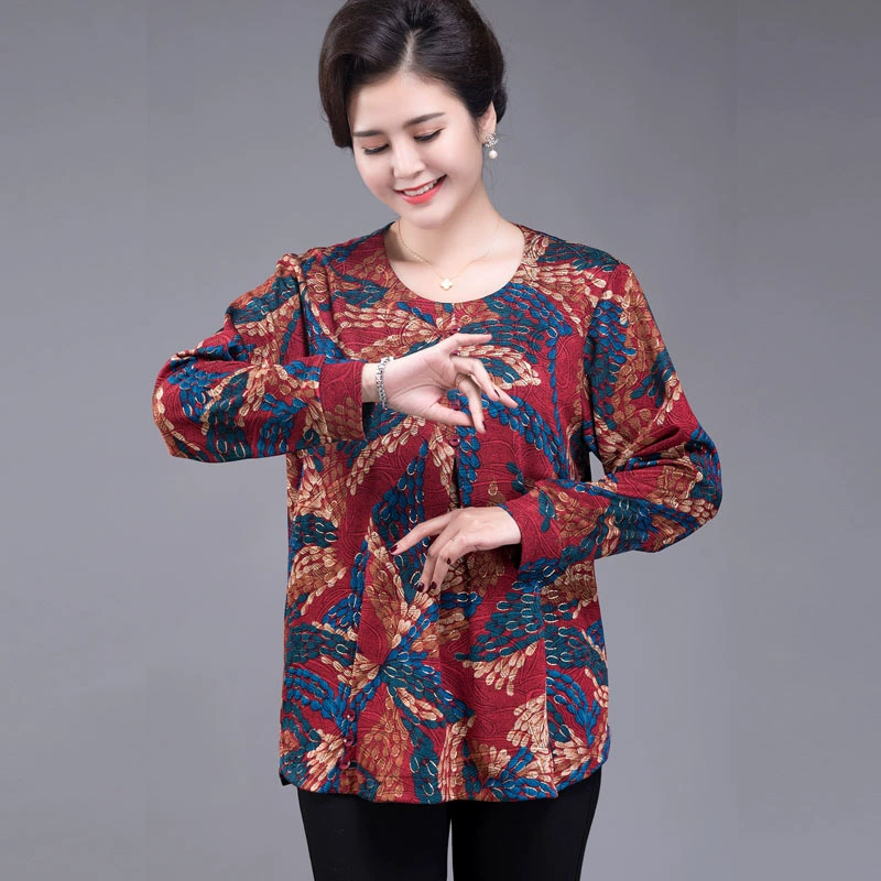 2020 топ с длинными рукавами для мамы на осень и зиму, модная новая одежда в западном стиле для среднего и пожилого возраста, Плюс Толстая весенне-осенняя одежда 2019
