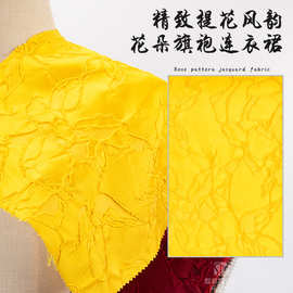 凹凸线花提花花朵旗袍连衣裙面料锦涤天丝立体提花布料 厂家批发
