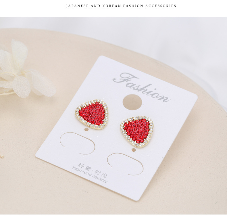 925 Tremella Needle Fashion Red Love Earrings Women display picture 6