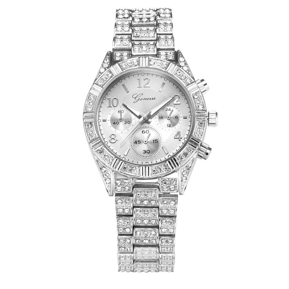 Full Steel Luxury Brand Watches Mens Business Diamond Watch
