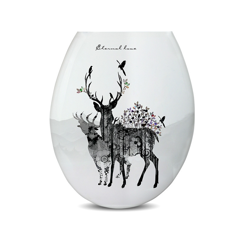 Cubierta de inodoro engrosada impresa cubierta de asiento de inodoro accesorios de plástico PP estilo europeo ordinario en forma de U 18 pulgadas cubierta de inodoro