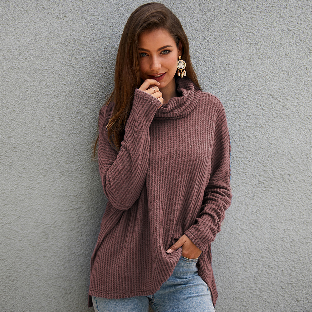 fashion high-neck solid color knit sweater NSKA9615