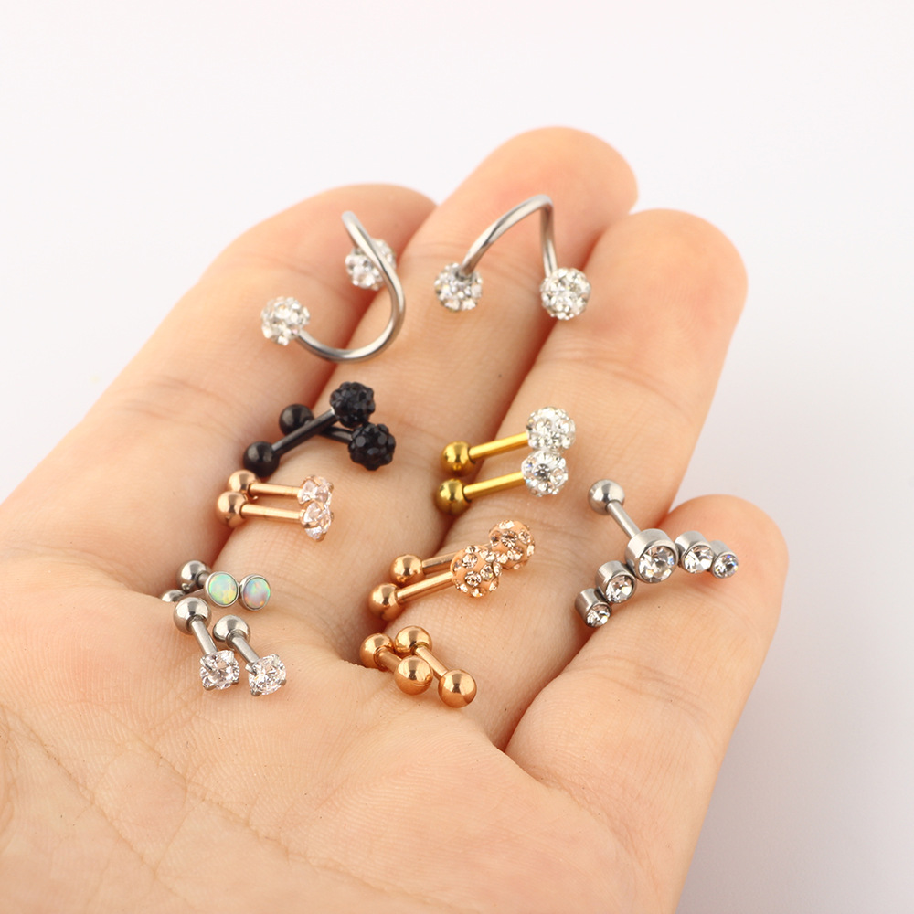 Heart Shape Stainless Steel Ear Stud Set - Ear Clip & Ear Bone Piercing Jewelry for Women Men detail image 17