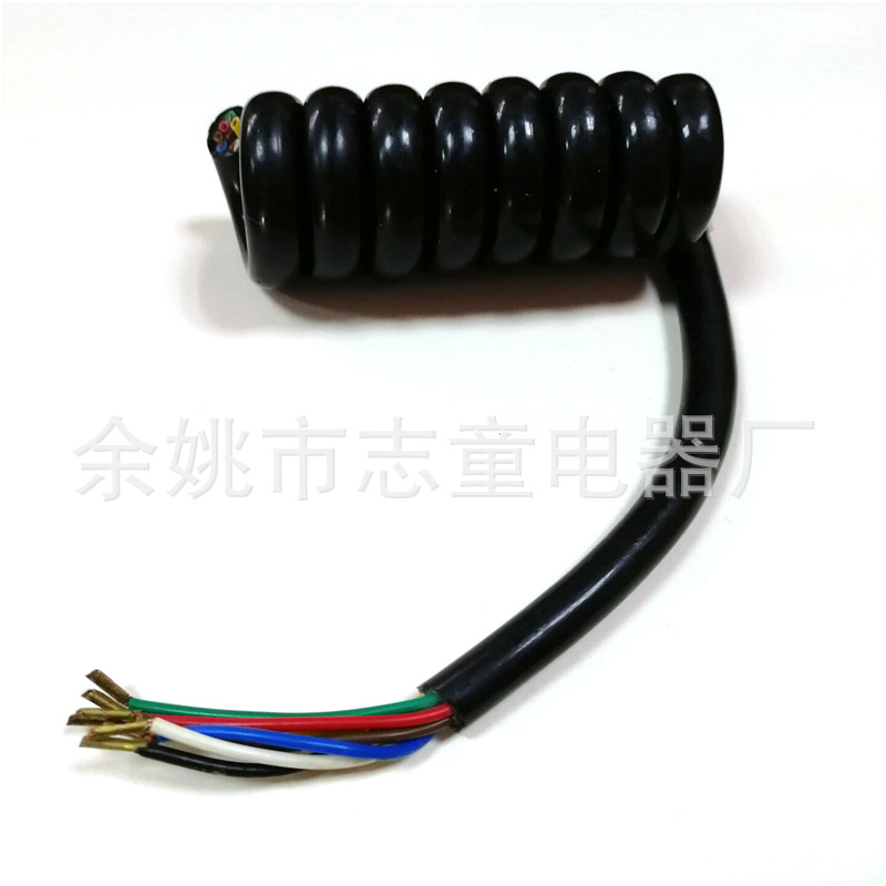供应六芯螺旋状PU伺服电动机编码器电源线 测斜仪传感器pvc弹簧线