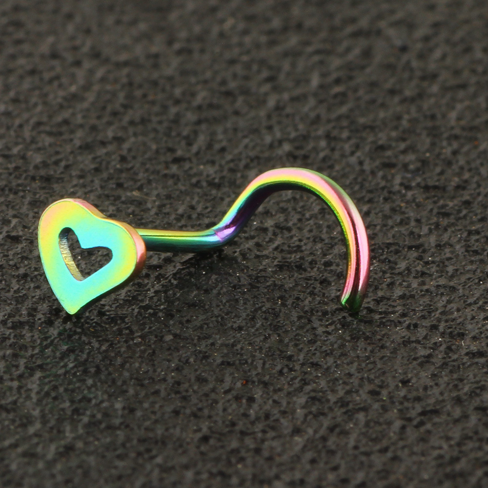 Fashion Heart Shape Metal Hollow Out Nose studs 1 Piece