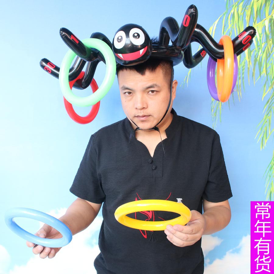 亞馬遜現貨批發 萬聖節充氣蜘蛛套圈 遊戲投擲帽子蜘蛛套圈