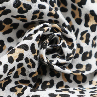 厂家现货全棉印花豹纹两层棉纱布 超柔吸水A类梳织毛毯服装布料